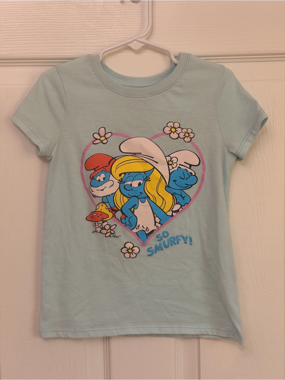 Jumping Beans light blue children's graphic t-shirt Size 5 Smurfs Characters
